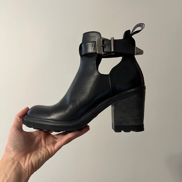 Black block heel Bronx leather boots - Picture 1 of 2